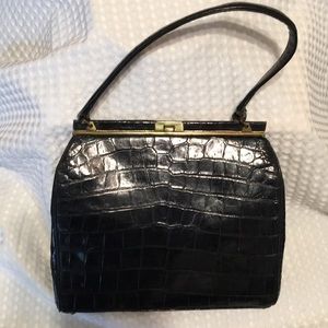 Alligator Vintage Black Handbag ✅